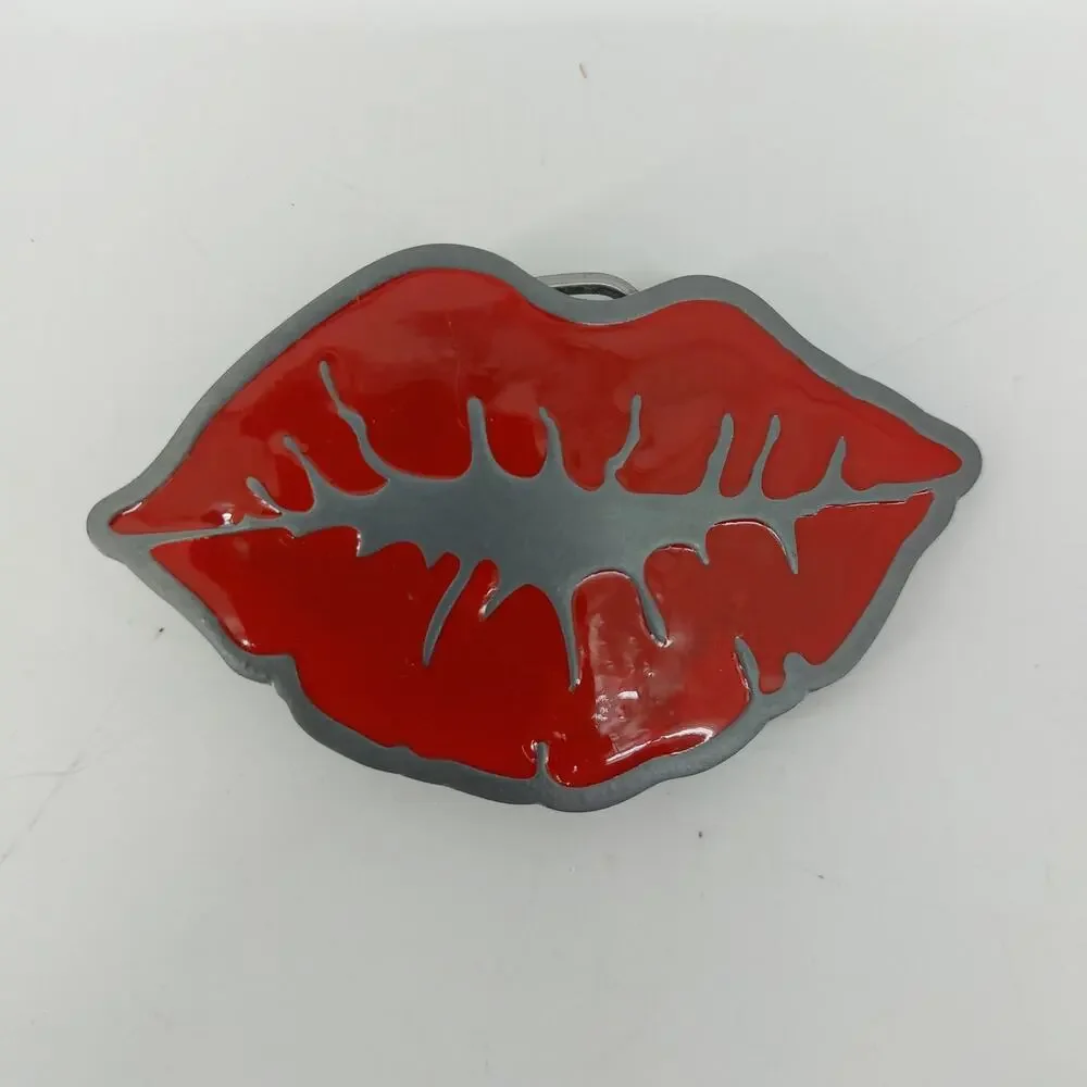 Red Lips Kiss Valentines Love Romantic Belt Buckle Makeup